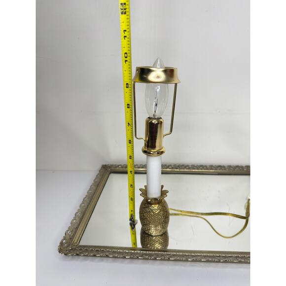 Vintage Hollywood Regency Mid-Century Brass Pineapple Table Top Lamp - Brass Pin - Picture 7 of 10